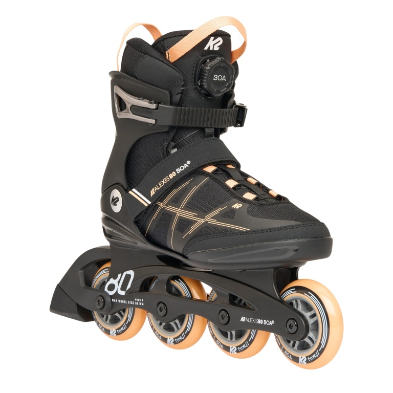 K2 Łyżwy Inline Alexis 80 BOA (kółka: 80mm/82A, łożyska: ABEC 5) czarne/różowe damskie